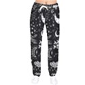 Vector-set-sketch-drawn-with-space Women Velvet Drawstring Pants View1