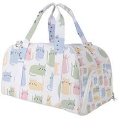 Cute-cat-colorful-cartoon-doodle-seamless-pattern Burner Gym Duffel Bag by Salman4z