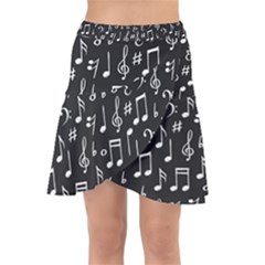 Chalk-music-notes-signs-seamless-pattern Wrap Front Skirt by Salman4z