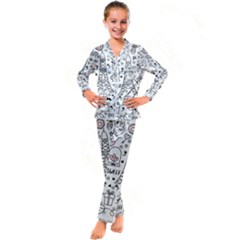 Big-collection-with-hand-drawn-objects-valentines-day Kids  Satin Long Sleeve Pajamas Set by Salman4z