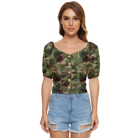 Abstract-vector-military-camouflage-background Button Up Blouse by Salman4z