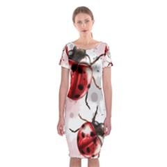 Ladybugs-pattern-texture-watercolor Classic Short Sleeve Midi Dress by Salman4z