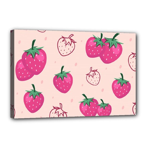 Seamless-strawberry-fruit-pattern-background Canvas 18  X 12  (stretched) by Salman4z