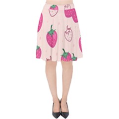 Seamless-strawberry-fruit-pattern-background Velvet High Waist Skirt by Salman4z