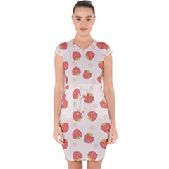 Strawberries-pattern-design Capsleeve Drawstring Dress  by Salman4z