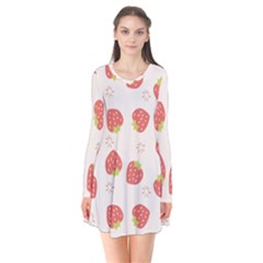Strawberries-pattern-design Long Sleeve V-neck Flare Dress by Salman4z