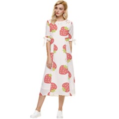 Strawberries-pattern-design Bow Sleeve Chiffon Midi Dress by Salman4z