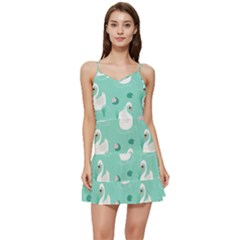 Elegant Swan Seamless Pattern Short Frill Dress by pakminggu