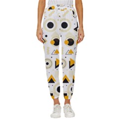 Flat Geometric Shapes Background Women s Cropped Drawstring Pants by pakminggu