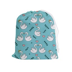 Elegant Swan Pattern Design Drawstring Pouch (xl) by pakminggu
