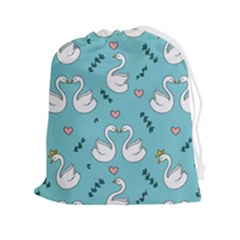 Elegant Swan Pattern Design Drawstring Pouch (2xl) by pakminggu
