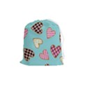 Seamless Pattern With Heart Shaped Cookies With Sugar Icing Drawstring Pouch (Medium) View1