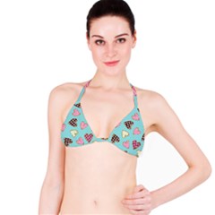 Seamless Pattern With Heart Shaped Cookies With Sugar Icing Bikini Top by pakminggu