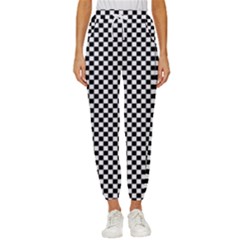 Black And White Checkerboard Background Board Checker Women s Cropped Drawstring Pants by pakminggu