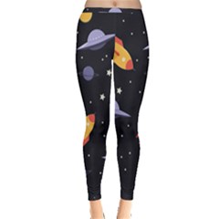 Cosmos Rockets Spaceships Ufos Inside Out Leggings by pakminggu