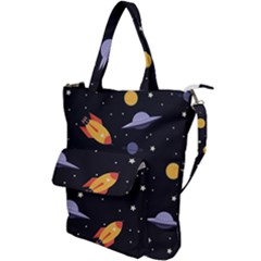 Cosmos Rockets Spaceships Ufos Shoulder Tote Bag by pakminggu
