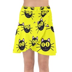 Cats Heads Pattern Design Wrap Front Skirt by pakminggu