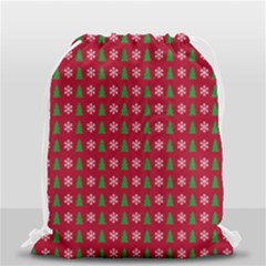 Snowflake Christmas Tree Pattern Drawstring Bag (small) by pakminggu