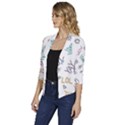 Doodle Pattern Women s Draped Front 3/4 Sleeve Shawl Collar Jacket View2