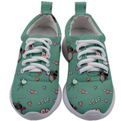 Raccoon Texture Seamless Scrapbooking Hearts Kids Athletic Shoes by pakminggu