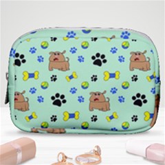 Dog Pattern Seamless Blue Background Scrapbooking Make Up Pouch (small) by pakminggu