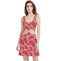 Watermelon Red Food Fruit Healthy Summer Fresh Velour Cutout Dress by pakminggu