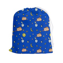 Cat Animals Sleep Stars Seamless Background Drawstring Pouch (2xl) by pakminggu