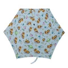 Pattern Giraffe Animal Seamless Scrapbooking Blue Mini Folding Umbrellas by pakminggu