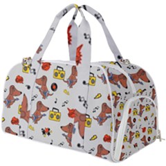 Background Pattern Texture Design Dog Music Burner Gym Duffel Bag by pakminggu