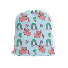 Pigs Pattern Art Design Drawing Sketch Wallpaper Drawstring Pouch (xl) by pakminggu