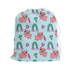 Pigs Pattern Art Design Drawing Sketch Wallpaper Drawstring Pouch (2xl) by pakminggu