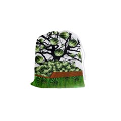 Watermelon Tree Abstraction On Watermelon Abundance Drawstring Pouch (small) by pakminggu