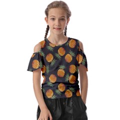 Pineapple Background Pineapple Pattern Kids  Butterfly Cutout Tee by pakminggu