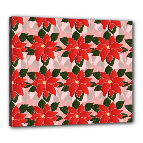Poinsettia Pattern Seamless Pattern Christmas Xmas Canvas 24  X 20  (stretched) by pakminggu