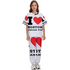 I Love Boston Cream Pie Kids  Tee And Pants Sports Set by ilovewhateva