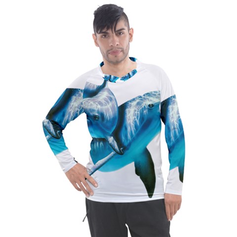 Two Dolphins Art Atlantic Dolphin Painting Animal Marine Mammal Men s Pique Long Sleeve Tee by pakminggu