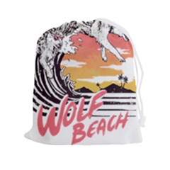 Gray Wolf Beach Waves A Wolf Animal Retro Drawstring Pouch (2xl) by pakminggu
