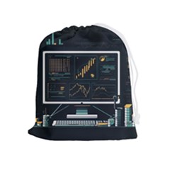 Remote Work Work From Home Online Work Drawstring Pouch (xl) by pakminggu