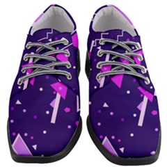 Purple Blue Geometric Pattern Women Heeled Oxford Shoes by danenraven