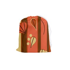 Amber Yellow Stripes Leaves Floral Drawstring Pouch (medium) by danenraven