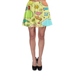 Cute Sketch Child Graphic Funny Skater Skirt by danenraven