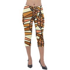 Autumn Leaf Mosaic Seamless Lightweight Velour Capri Leggings  by danenraven
