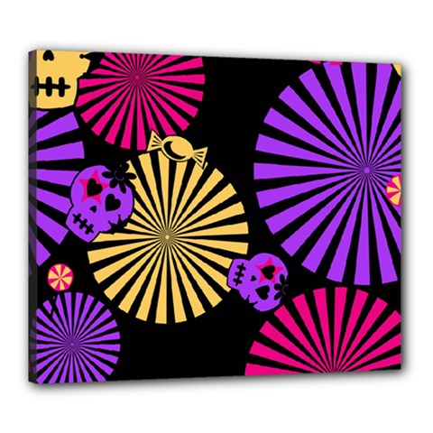 Seamless Halloween Day Of The Dead Canvas 24  X 20  (stretched) by danenraven