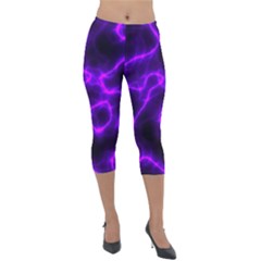 Purple Pattern Background Structure Lightweight Velour Capri Leggings  by danenraven