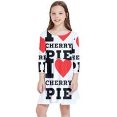 I Love Cherry Pie Kids  Quarter Sleeve Skater Dress by ilovewhateva