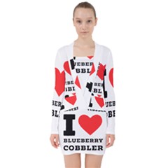 I Love Blueberry Cobbler V-neck Bodycon Long Sleeve Dress by ilovewhateva