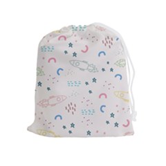 Spaceship Pattern Star Drawstring Pouch (xl) by danenraven