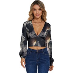 Astronaut Space Walk Long Sleeve Deep-v Velour Top by danenraven