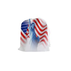 Statue Of Liberty And Usa Flag Art Drawstring Pouch (small) by danenraven