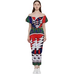 Grateful Dead Pattern Off Shoulder Ruffle Top Jumpsuit by Mog4mog4